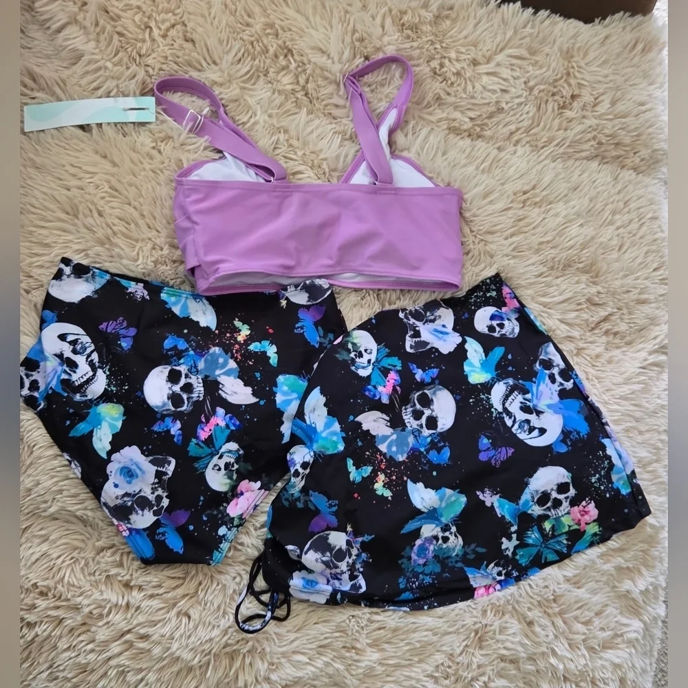 DRESSFO Women's High Waisted Bikini with Cover Up Skirt #887 - Picture 3 of 11